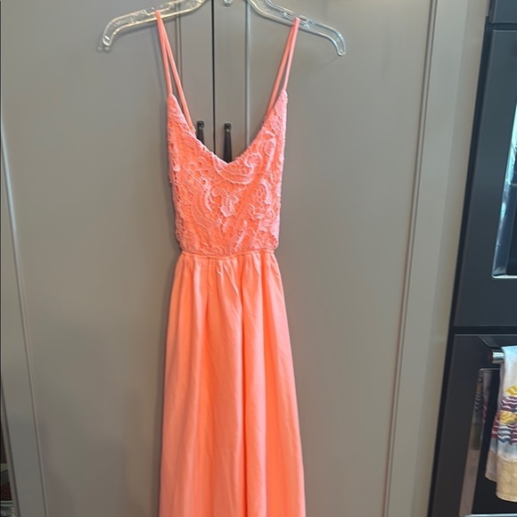 Charlotte Russe Dresses & Skirts - Elegant Coral Lace Maxi Dress lg